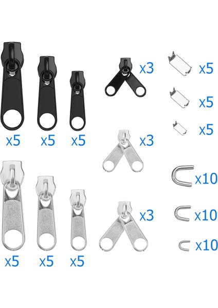 85PCS Fermuar Onarım Kiti Zip Kaydırıcı Kurtarma Evrensel Fermuarlar Yedek Ceket Giysileri Çanta Çadır Düzeltme Pullu Dikiş Iğne Işi Aracı 5, 8, (Yurt Dışından) fiyatları