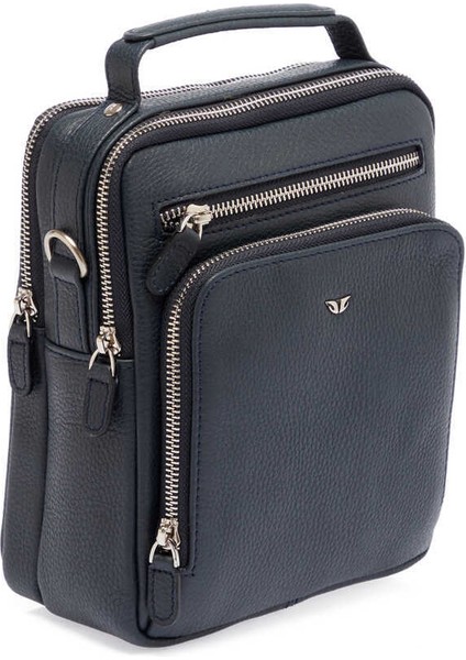 Lacivert Hakiki Deri Erkek Çapraz Askılı Çanta - S1AC00021482-A38