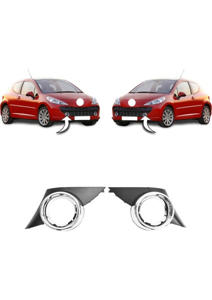 Araba Ön Sis Farları Kapak Peugeot 207 Sport 2006 2007 2008 2009 Hood Frame Sisli Lamba Kapakları Çerçeve Trim (Yurt Dışından) modelleri