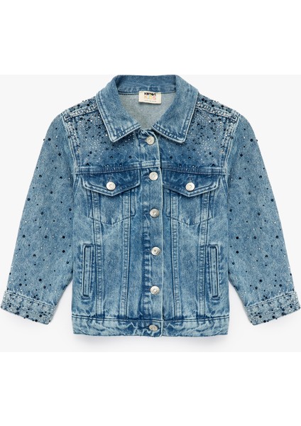 Pamuklu Kapaklı Cepli Düğmeli Uzun Kollu Denim Ceket