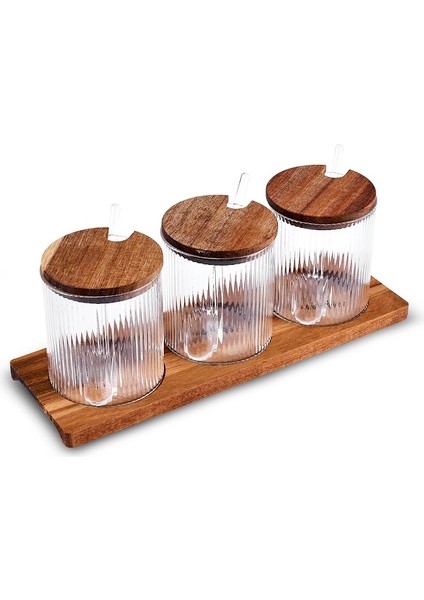 Mova Akasya 3'lü Cam Kaşıklı Baharat Takımı indirimleri