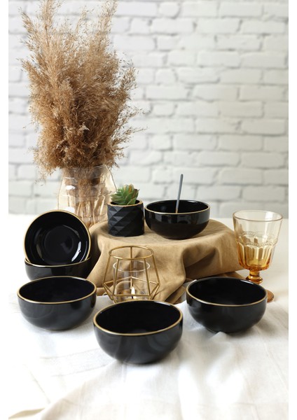 Siyah Gold Bulut Kase 12 cm 6 Adet