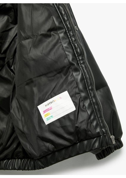 Uzun Kollu Kapşonlu Suni Deri Ceket fırsatları