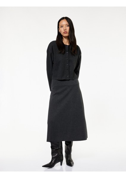 Dikiş Detaylı A Kesim Midi Etek