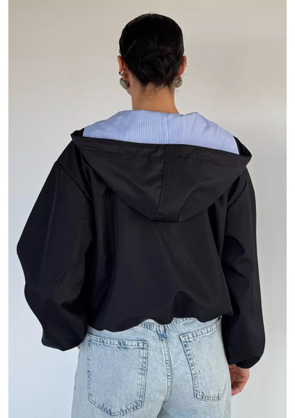 Kadın Kapüşonlu Bel Lastikli Çift Cepli Mevsimlik Mont P-00018577 fırsatları