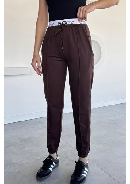 Kadın Bel Baskılı Paça ve Bel Lastikli Çimalı Eşofman Altı P-00018643