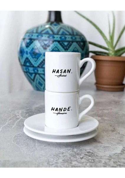 Kişiye Özel Isimli Ikili Kahve Fincanı