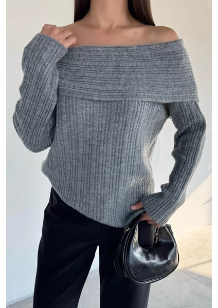 Kadın Madonna Yaka Kendinden Çizgi Desenli Triko Bluz P-00018618 modelleri