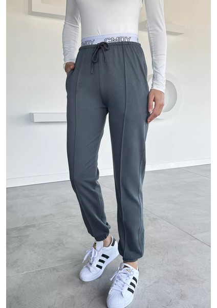 Kadın Bel Baskılı Paça ve Bel Lastikli Çimalı Eşofman Altı P-00018643