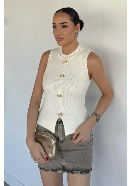 Kadın Gold Düğme Detaylı Triko Bluz P-00018640 fiyatları