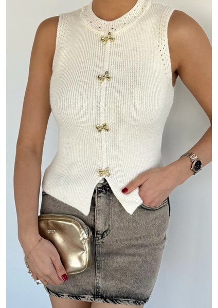 Kadın Gold Düğme Detaylı Triko Bluz P-00018640 modelleri