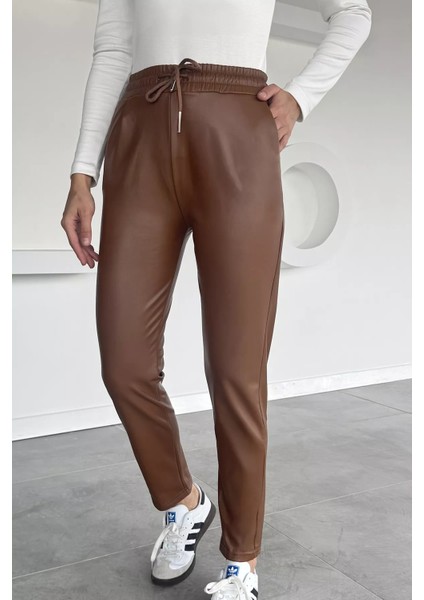 Kadın Bel Lastikli Suni Deri Pantolon P-00018536 fiyatları