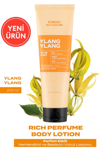 Parfüm Etkili Nemlendirici&besleyici Vücut Losyonu Kundal Rich Perfume Body Lotion 200ML Ylang Ylang