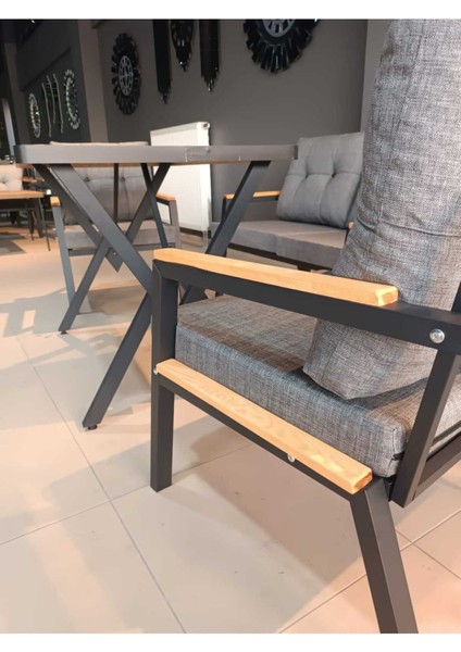 Serdem-(Ester)-3+1+1+Masa Bahçe Balkon Mobilyası Koltuk Gri fiyatları