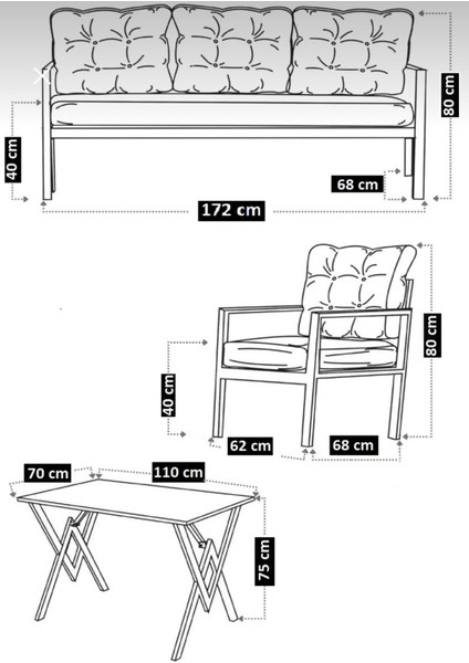 Serdem-(Ester)-3+1+1+Masa Bahçe Balkon Mobilyası Koltuk Gri fırsatları