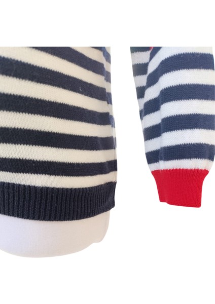 Erkek Çocuk Hırka Çizgili Önden Düğmeli 6-7 Yaş Kırmızı - Beyaz - Lacivert modelleri