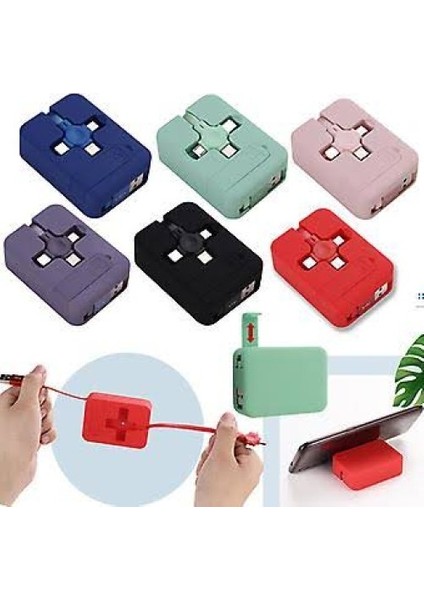 Multifonksiyon Şarj Standı 3'ü 1 Arada 3A Hızlı Şarj 1m Geri Çekilebilir Kablo,tüm Android/ios Için fiyatları