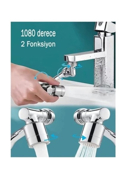 Akrobat Musluk Başlığı 1080° Dönebilen, 2'li Mod Köpük & Sprey 3 Boyut modelleri