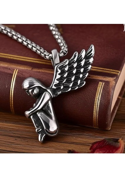 Premium Çiftlere Özel Melek Kanadı & Diz Çöken Melek Kolye Seti fiyatları