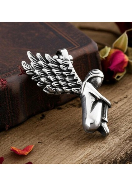 Premium Çiftlere Özel Melek Kanadı & Diz Çöken Melek Kolye Seti modelleri