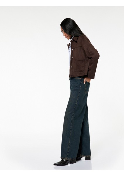 Düşük Bel Düz Paça Pamuklu Straight Yıkamalı Bol Jean Pantolon - Loose Straight Fit Jean fiyatları