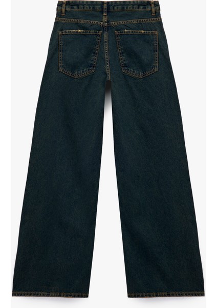 Düşük Bel Düz Paça Pamuklu Straight Yıkamalı Bol Jean Pantolon - Loose Straight Fit Jean indirimleri