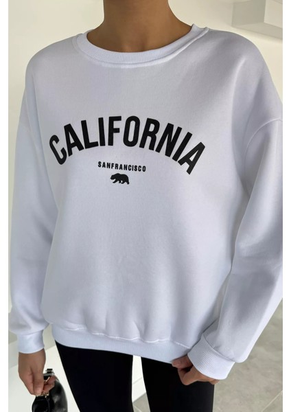 Kadın Bisiklet Yaka Ön Yazı Baskılı Şardonlu Sweatshirt P-00018612 modelleri