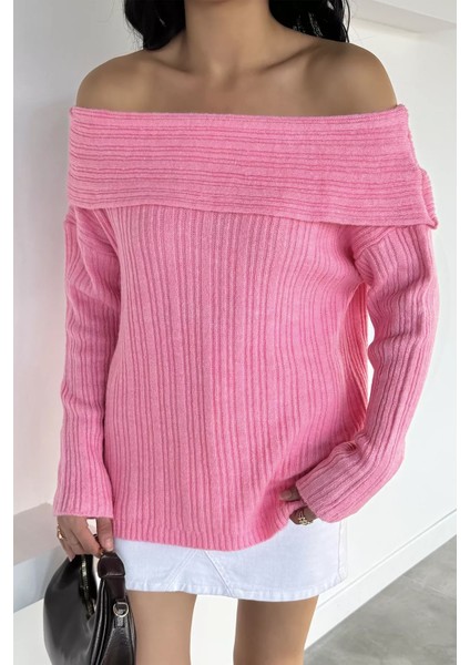 Kadın Madonna Yaka Kendinden Çizgi Desenli Triko Bluz P-00018618 modelleri