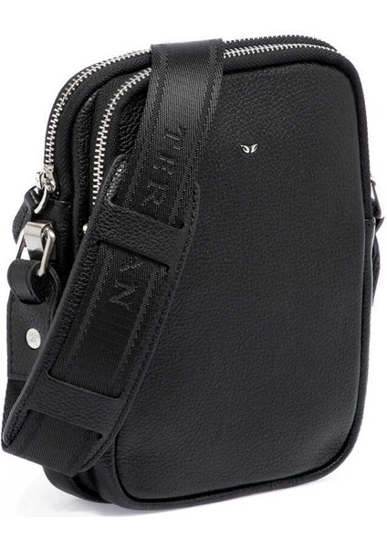 Siyah Hakiki Deri Erkek Çapraz Askılı Çanta - S1AC00021187-A6F