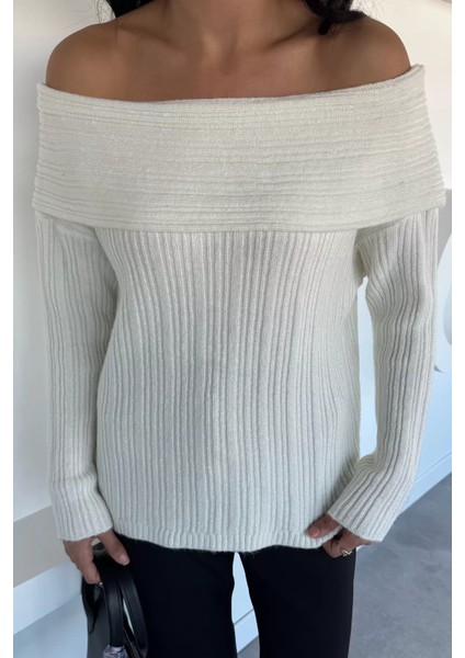 Kadın Madonna Yaka Kendinden Çizgi Desenli Triko Bluz P-00018618 modelleri