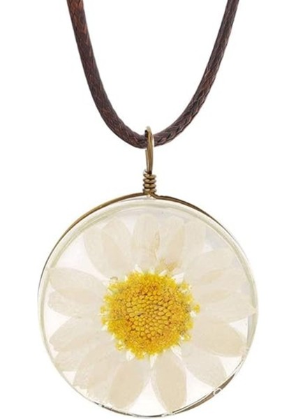 El Yapımı, Gerçek Kurutulmuş Papatyalı Epoksi Kolye