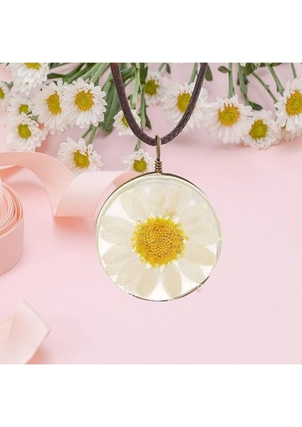 El Yapımı, Gerçek Kurutulmuş Papatyalı Epoksi Kolye fiyatları