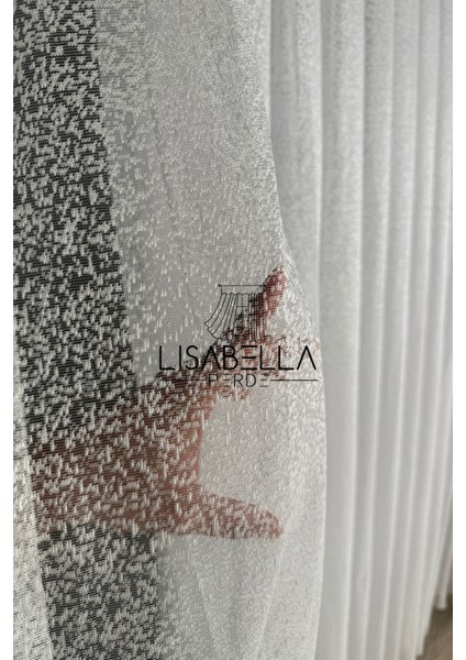 Kumsal (1x2.5 Pile Dikişli) Modern Kum Desen Dokulu Tül Perde indirimleri