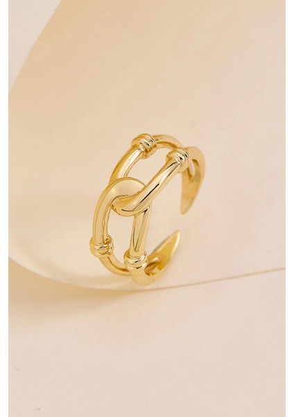 18 K Halka Zincir Altın Rengi Ayarlamalı Kadın Yüzük fiyatları