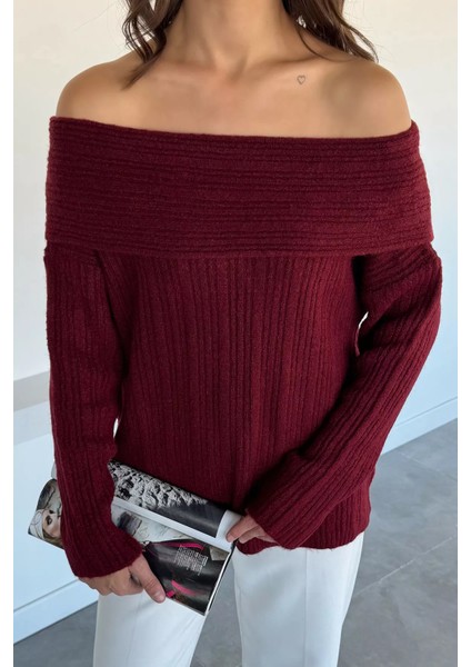 Kadın Madonna Yaka Kendinden Çizgi Desenli Triko Bluz P-00018618 fiyatları