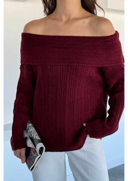 Kadın Madonna Yaka Kendinden Çizgi Desenli Triko Bluz P-00018618 modelleri