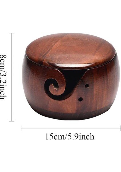 Ahşap iplik kase, tığ işi iplik iplik kabı tutucu el yapımı iplik depolama kasesi, koyu ahşap (Yurt Dışından) indirimleri