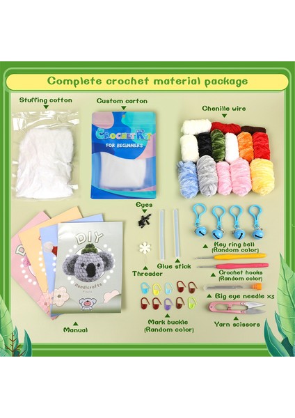 Tığ işi kit Diy sevimli hayvanlar örgü iplikli tığ işi kiti peluş bebek kolay (kuş, tavşan, koala, civciv) (Yurt Dışından) fiyatları