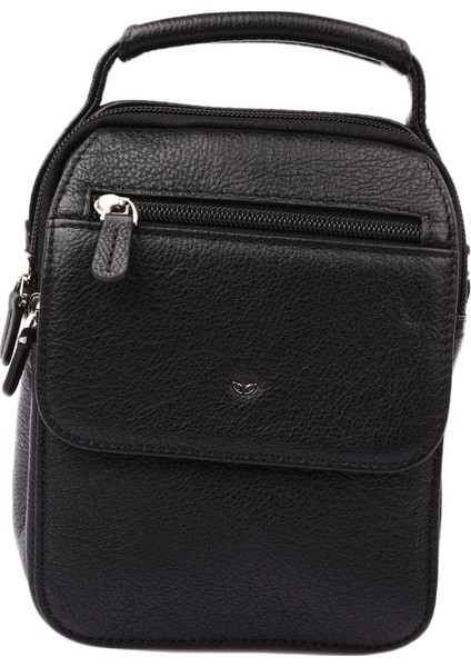 Siyah Hakiki Deri Erkek Çapraz Askılı Çanta - S1AC00021285-A6F