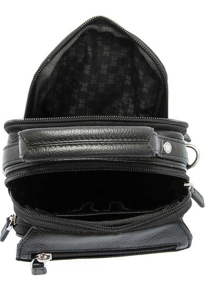 Siyah Hakiki Deri Erkek Çapraz Askılı Çanta - S1AC00021285-A6F