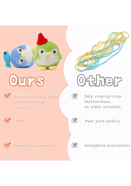 4pcs Dıy Tığ Işi Penguen Kiti El Örgü Iplik Iğneleri Peluş Bebek Kolay (Mavi, Yeşil, Mor, Pembe) (Yurt Dışından) fırsatları