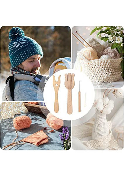 Taşınabilir Örgü Çatal ve İğne Kiti, Lucet Fork Tığ işi, 8pcs Ahşap Düğme Çatal Büyük Göz İğne Seti (Yurt Dışından) modelleri