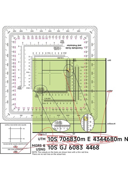 Kara Askeri Koordinat Ölçeği Arazi Navigasyonu, Askeri Tarzı UTM/MGRS Koordinat Ölçeği için (Yurt Dışından) indirimleri