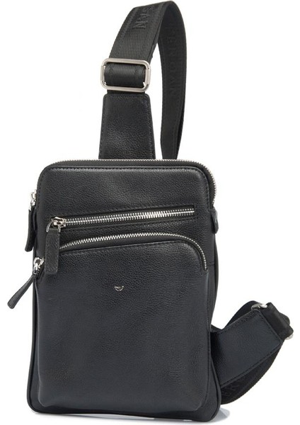 Siyah Hakiki Deri Erkek Çapraz Askılı Çanta - S1AC00021402-A6F