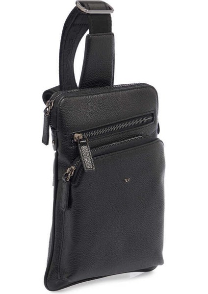 Siyah Hakiki Deri Erkek Çapraz Askılı Çanta - S1AC00021402-A6F