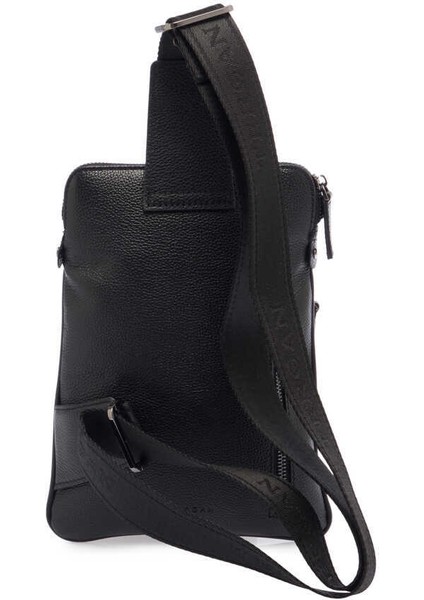 Siyah Hakiki Deri Erkek Çapraz Askılı Çanta - S1AC00021402-A6F