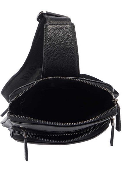 Siyah Hakiki Deri Erkek Çapraz Askılı Çanta - S1AC00021402-A6F