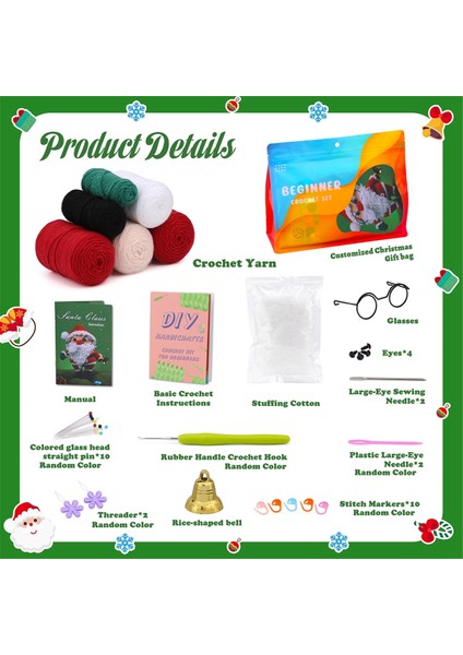 Noel Süslemeleri Örgü Iplik Iğneleri ile Noel Diy Tığ Işi Kiti Peluş Bebek Kolay (Yurt Dışından) modelleri