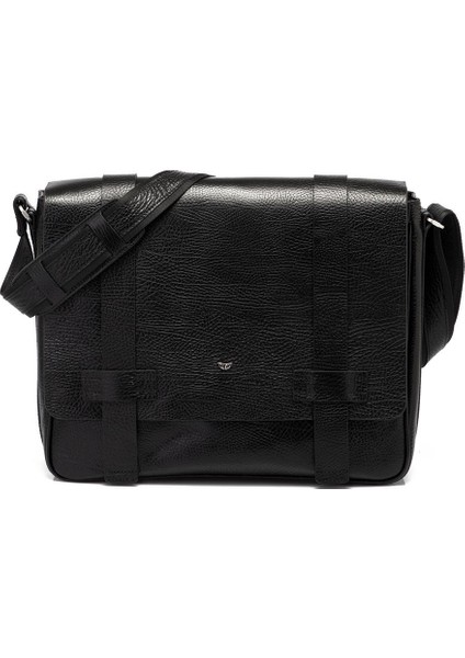 Siyah Hakiki Deri Erkek Çapraz Askılı Çanta - S1AC00021434-P2Y