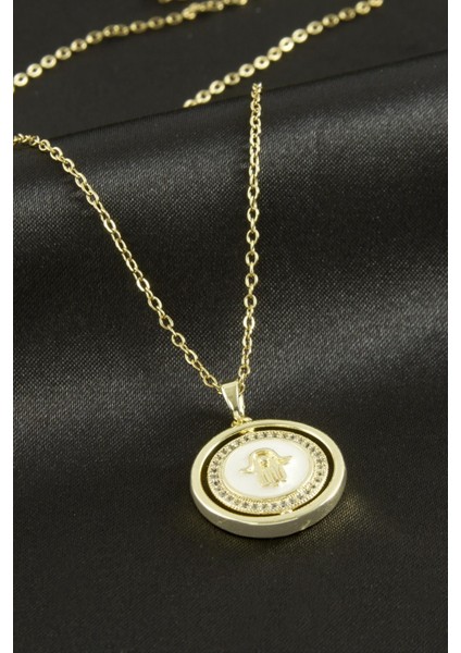 Msa-Shop Ftm Ana Eli Lüks Çelik Kolye-Sarı